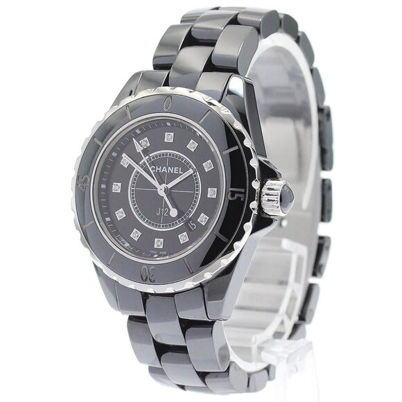CHANEL J12 Black ceramic 33mm 12P diamond Quartz Ladies Watch main image 6